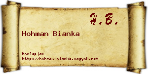 Hohman Bianka névjegykártya